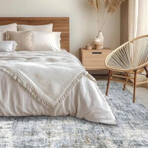 HUGEAR Tappeto lavabile in lavatrice 180 x 270 cm grigio soggiorno tappeto interno accento tappeto moderno astratto Low Pile Tappeto Distressed tiro tappeto camera da letto sala da pranzo antiscivolo