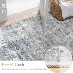 HUGEAR Tappeto lavabile in lavatrice 180 x 270 cm grigio soggiorno tappeto interno accento tappeto moderno astratto Low Pile Tappeto Distressed tiro tappeto camera da letto sala da pranzo antiscivolo