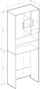 Vicco Mobile lavatrice Luis, Calcestruzzo/Bianco, 190 x 64 cm