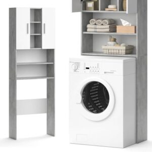 Vicco Mobile lavatrice Luis, Calcestruzzo/Bianco, 190 x 64 cm