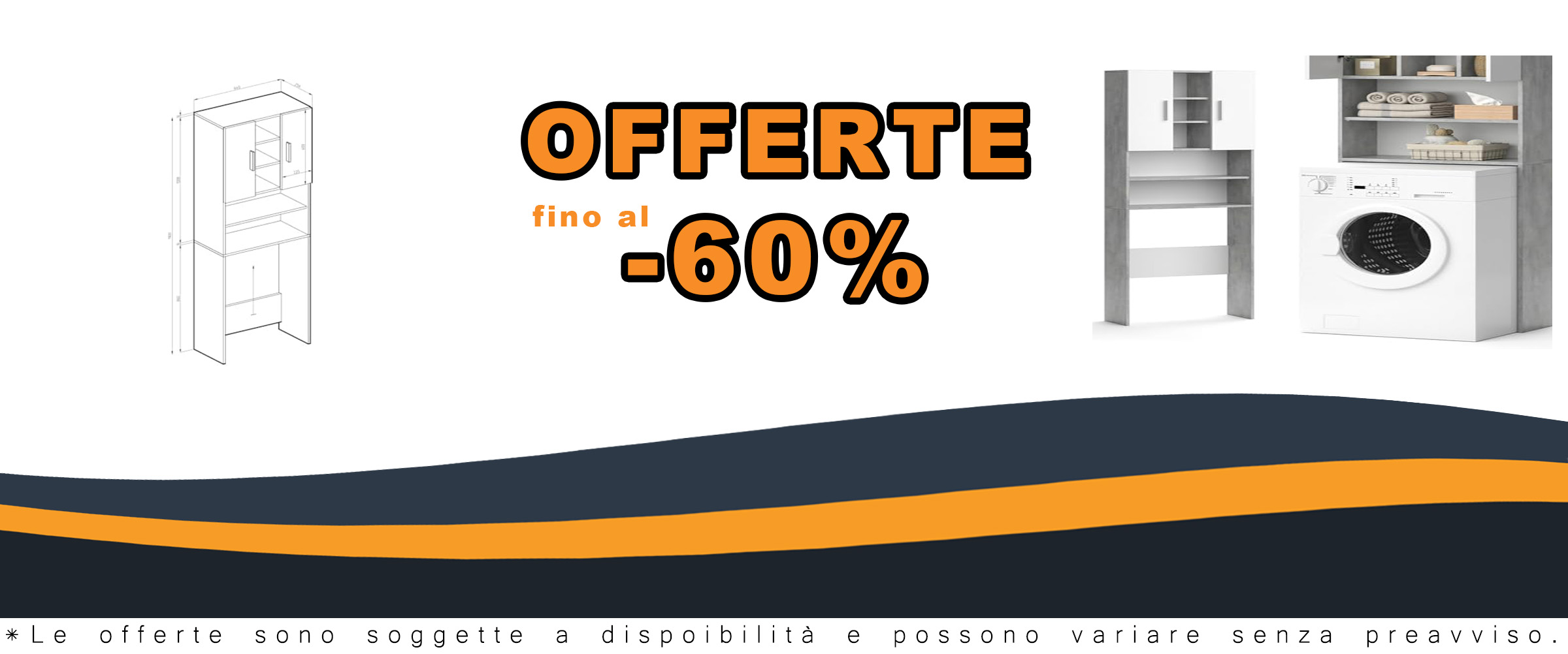 Vicco Mobile lavatrice Luis, Calcestruzzo/Bianco, 190 x 64 cm