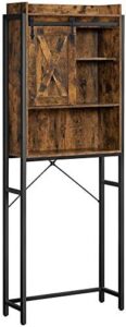 VASAGLE Scaffale Sopra Toilette, Scaffale da Bagno, per Lavatrice, con Scomparti, Struttura in Acciaio, Montaggio Facile, Industriale, 64 x 24 x 171 cm, Marrone Vintage e Nero BTS003B01