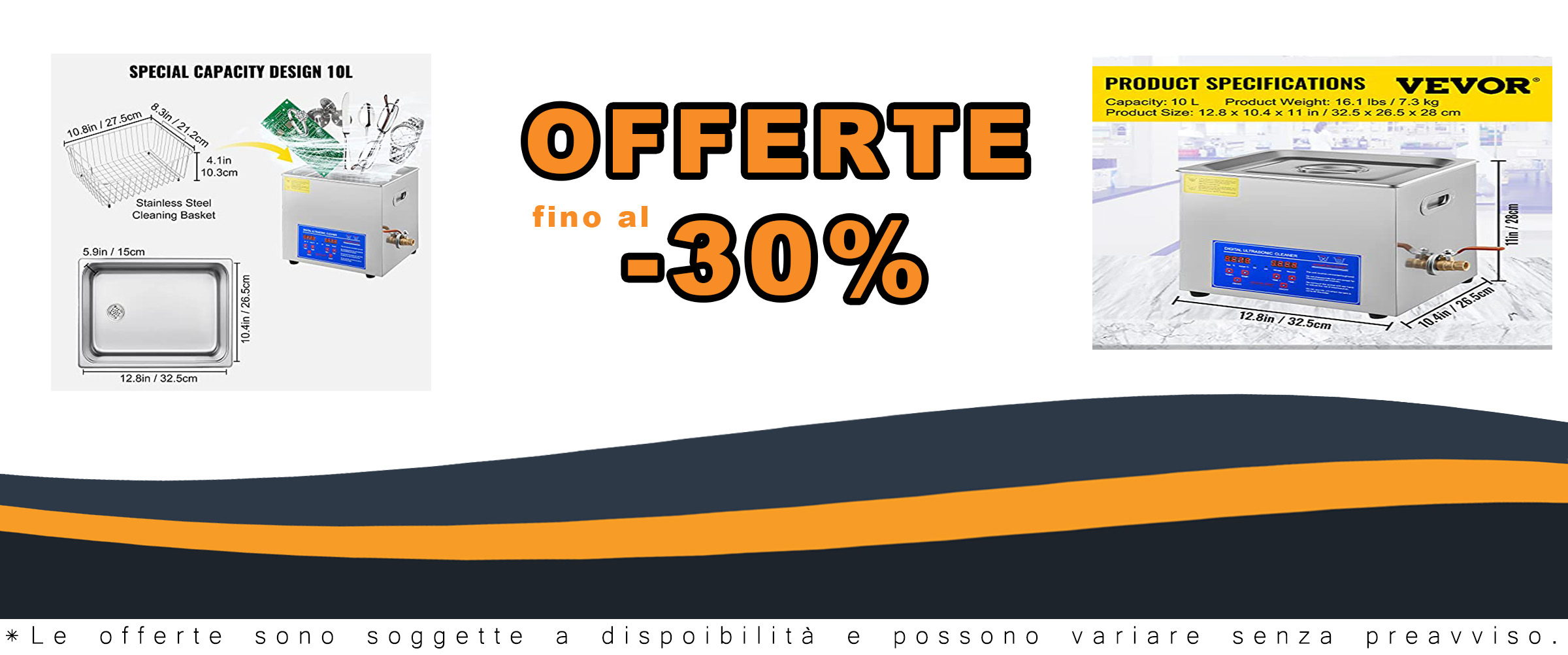 VEVOR Pulitore ad Ultrasuoni 10L, Pulitore Digitale a Ultrasuoni in Acciaio Inox Portatile e Professionale per Occhiali, Gioielli, Monete Digitale Pulizia di Gioielli per Uso Domestico Commerciale