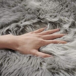 SERISSA Tappeto in finta pelliccia grigia, 20 x 3 m, soffice tappeto shaggy in finta pelliccia di pecora, tappeto peloso, decorazione per soggiorno, camera da letto, cameretta dei bambini (rettangolo,