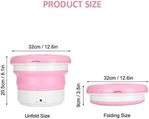 Samnuerly Mini Lavatrice Pieghevole per scarpe e biancheria intima, compatta e portatile, color rosa