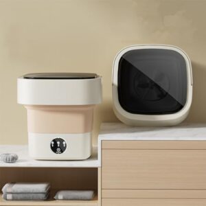 "ROCKYMO Lavatrice a Secchio Pieghevole Portatile per Uso Domestico, Mini Lavatrice Khaki"