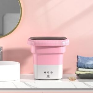ROCKYMO Lavatrice Pieghevole per Piccola Casa, Mini Lavatrice per Dormitori Studenteschi, colore Pink  