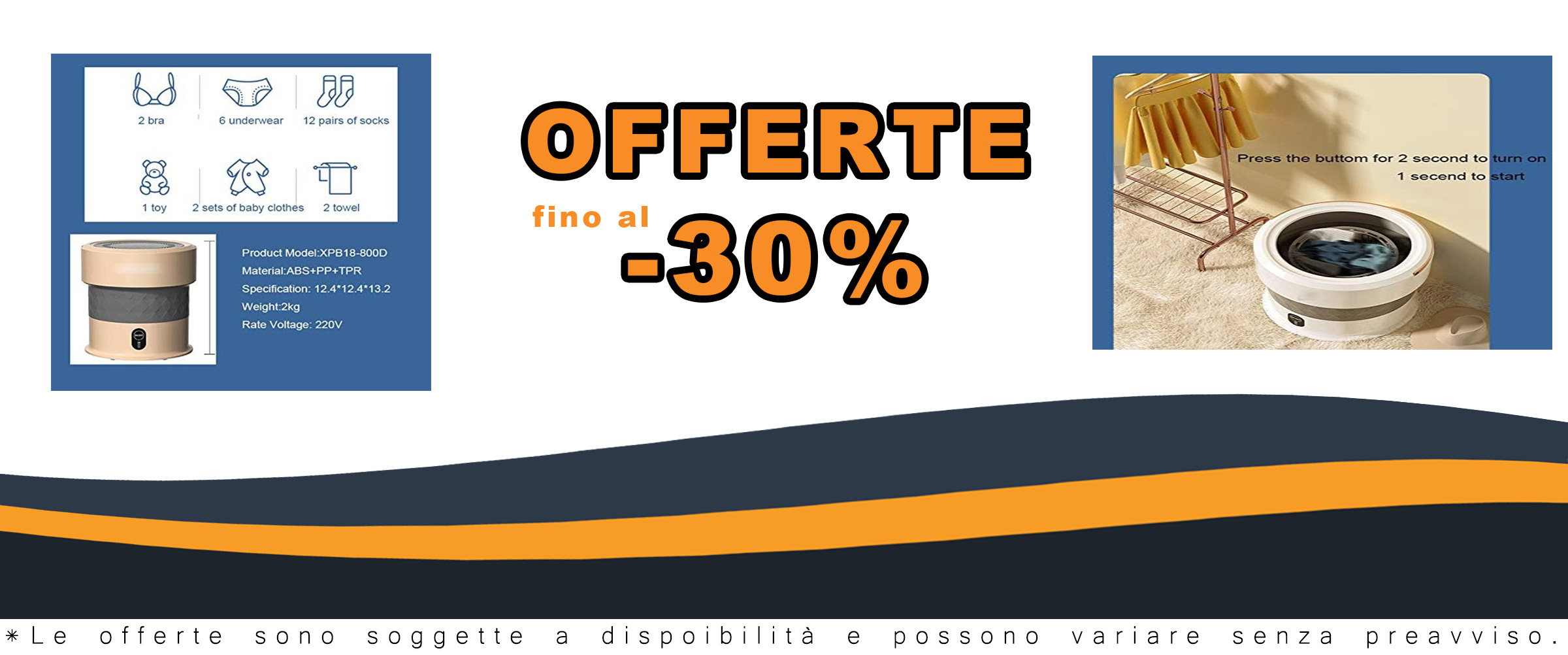 Lavatrice portatile pieghevole, mini lavatrice con sterilizzazione a raggi blue, ideale per vestiti bambini, viaggi e appartamenti
