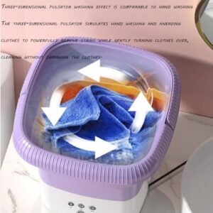 ROCKYMO Mini Lavatrice Pieghevole Portatile in colore viola, compatta e funzionale, ideale per piccoli carichi di bucato.