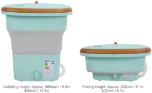 Mini Lavatrice a Secchio pieghevole, perfetta per appartamenti e hotel, di colore verde.