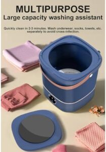 Mini lavatrice portatile bianca per intimo e mutandine, con funzione di disidratazione, ideale per campeggio e dormitori.