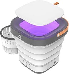 KANBUN Lavatrice Pieghevole 100V-240V 9L, mini lavatrice portatile grigia con centrifuga