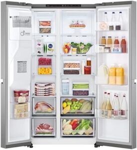 Frigorifero LG GSLV71PZRC con distributore di acqua e ghiaccio, tecnologia Total No Frost e design Platinum Silver  