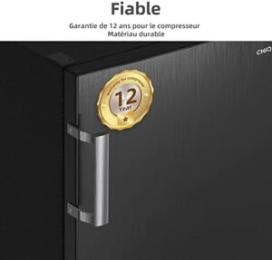 Congelatore verticale CHiQ FSD166NE4E in acciaio inox con porte reversibili, silenzioso e capiente.