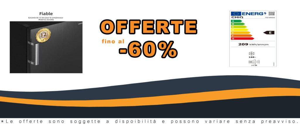 Congelatore verticale CHiQ FSD166NE4E in acciaio inox con porte reversibili, silenzioso e capiente.