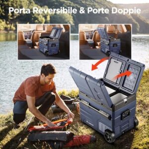 Frigo portatile AAOBOSI 45L, dual zone, con controllo app e ricarica USB, perfetto per campeggio e viaggi