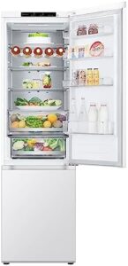 LG GBV5240DSW Frigorifero Combinato, Classe D, Frigorifero No Frost, 387L, Porte piatte, Door & Linear Cooling, Cassetto Fresh Converter, Metal Fresh, Wine Rack, Compressore Smart Inverter, Bianco