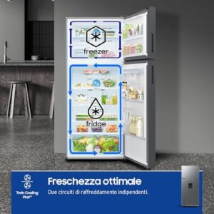 Frigorifero Samsung Doppia Porta RT53DG7B14S9/EF, modello elegante in Metal Inox con AI Energy Mode e Twin Cooling Plus