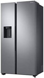 Frigorifero americano Samsung RS68N8221SL/EF in inox, modello Side by Side RS8000, con capacità di 617 litri e funzionamento silenzioso a 39 decibel.  