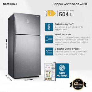 Samsung Frigorifero Doppia Porta RT50K633PSL/ES con Twin Cooling Plus e motore Digital Inverter