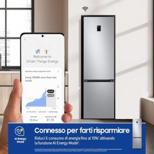 Samsung EcoFlex AI RB38C674CSA/EF Frigorifero Combinato Silver Inox con WiFi e Motore Digital Inverter  