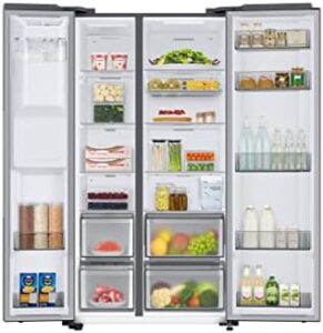 Samsung Frigorifero Side by Side RS68A8531S9/EF, modello a libera installazione, con capacità di 634L, design elegante e senza allaccio idrico, perfetto per grandi famiglie.