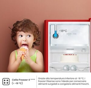 Frigorifero monoporta Hisense MUR52169RE rosso con scomparto congelatore da 165 L e apertura a destra