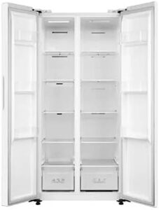 Frigorifero americano bianco da 460 litri con classe energetica F, design moderno e funzionalità avanzate