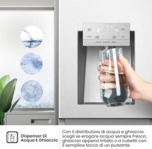 Hisense RS818N4TIE Frigorifero Side By Side, 632 L, design inox, tecnologia No Frost  