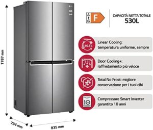 LG GMB844PZFG Frigorifero Multidoor Slim con Tecnologia Total No Frost e Design Inox