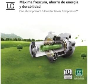 Frigorifero LG GBP52PYNBN in inox anti-impronte, con capacità di 419L e sistema Door Cooling+ per una freschezza ottimale