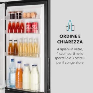 Klarstein Miro XL, frigorifero con congelatore da 180L + 69L, frontale a lavagna, nero  