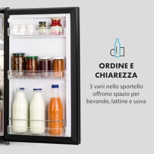 Klarstein Miro Mini Frigo, frigorifero compatto nero con ripiani in vetro e frontale scrivibile, ideale per piccoli spazi