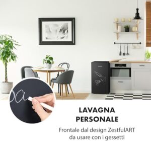 Klarstein Miro Mini Frigo, frigorifero compatto nero con ripiani in vetro e frontale scrivibile, ideale per piccoli spazi