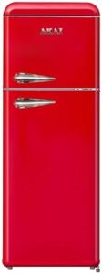 Akai Frigorifero Doppia Porta Vintage Anni 50 CLASS241KRD, colore rosso brillante, design retrò con due porte e classe energetica E
