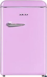 Frigorifero monoporta Akai CLASS130K da 130 litri, colore rosa, design vintage ed elegante  