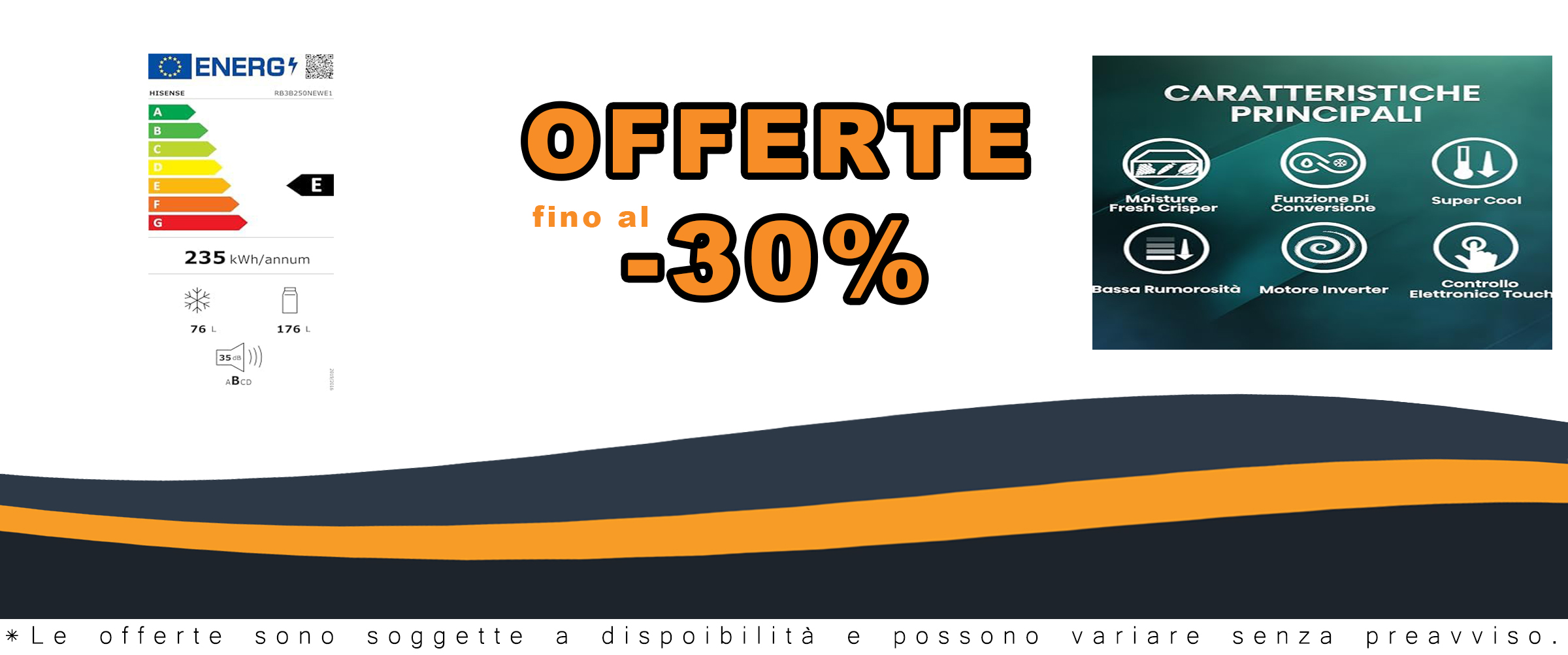 Hisense RB3B250NEWE1, frigorifero combinato da incasso Total No Frost, 178cm, display digitale LED, e cassetto per il controllo dell'umidità