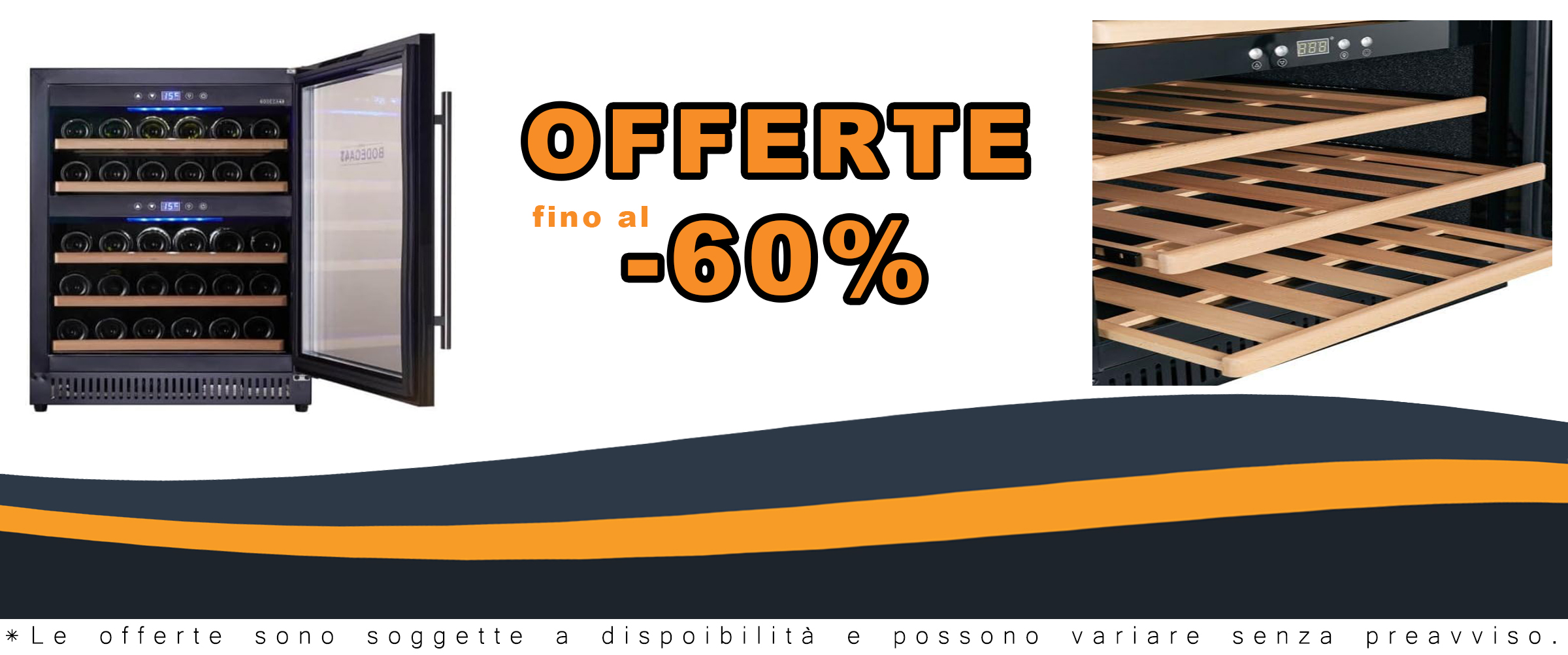 Cantinetta vino BODEGA43-40, elegante e funzionale, ideale per la conservazione di 40 bottiglie con temperatura regolabile.