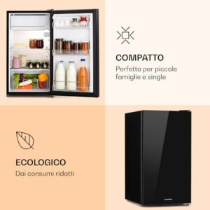 Klarstein Luminance Frost - Frigorifero e Congelatore combinato con frontale in vetro di sicurezza nero, elegante e funzionale.