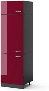 Vicco Armadio frigorifero R-line, Rosso bordeaux lucido/Antracite, 60 cm