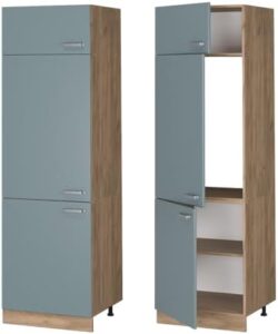 Vicco Armadio frigorifero R-line in grigio-blu e quercia dorata, perfetto per ogni cucina moderna