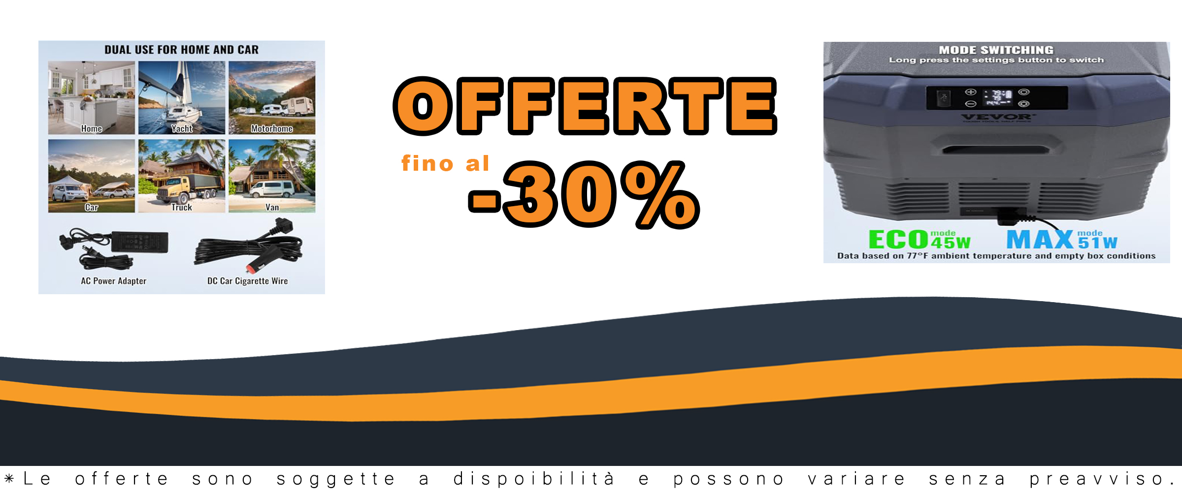 VEVOR Frigorifero per Auto, Congelatore Portatile Doppia Zona 32 L con funzionalità di raffreddamento a compressore per campeggio e viaggi in camper.