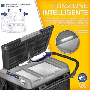 tillvex® Frigorifero Compressore Elettrico 50 Litri, ideale per auto, camion, barca, camper, camping