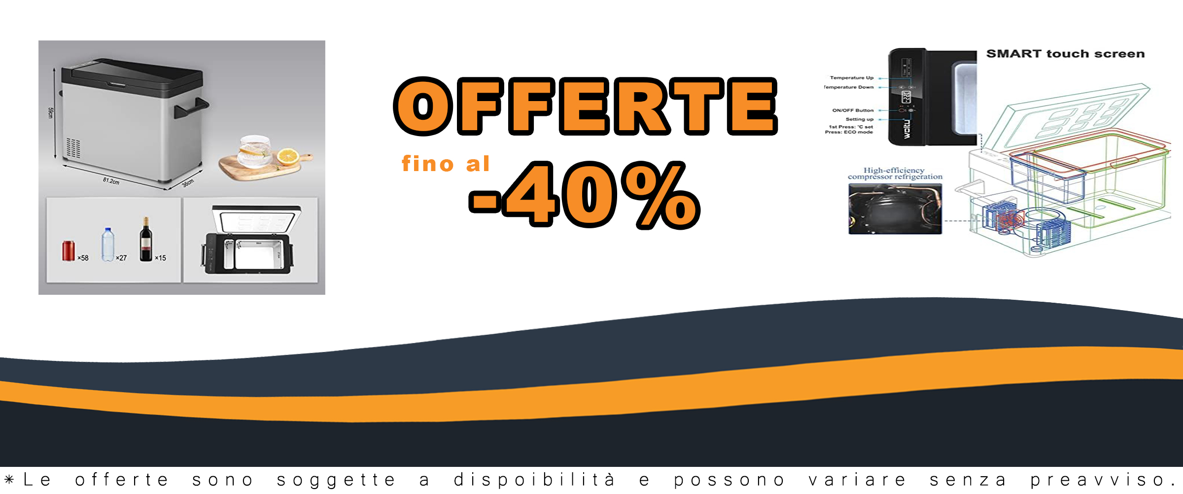 WOLTU Frigorifero Compressore Portatile 60L, ideale per auto, campeggio e ufficio, mantiene al freddo cibi e bevande