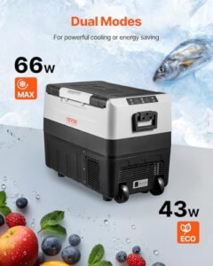 VEVOR Frigorifero per Auto 45L, Frigo Compressore Congelatore Portatile con Ruote e Manico