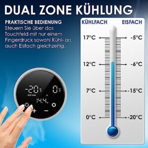 KESSER® Compressore Frigorifero Box 2 in 1 con doppia zona e LED touch, blu navy e grigio