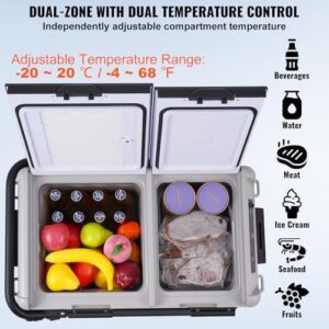 VEVOR Frigorifero Portatile per Auto, ideale per viaggi e campeggio, con temperatura regolabile e doppia zona di refrigerazione.