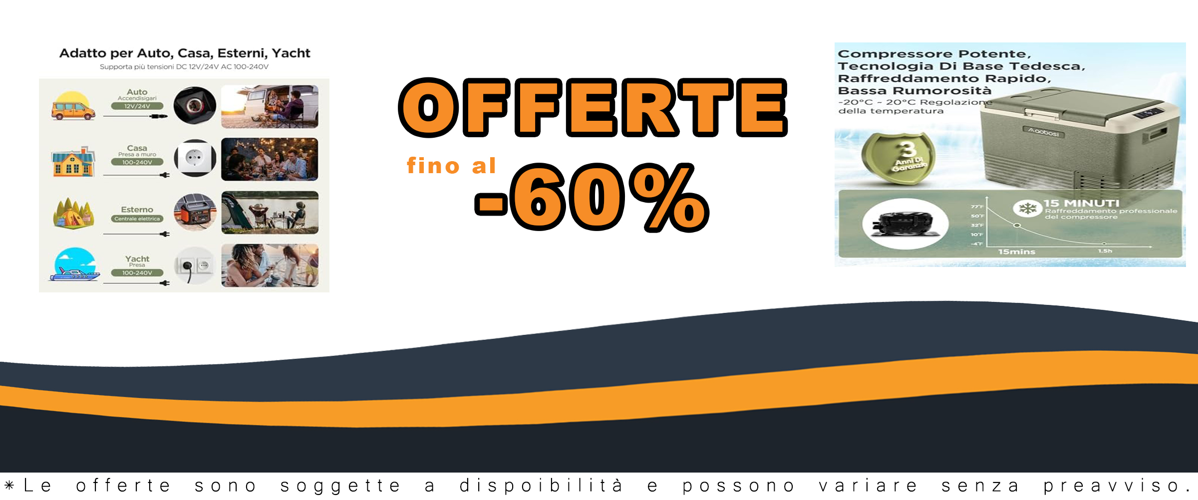 Frigo portatile AAOBOSI 50L in un'auto, ideale per campeggio e viaggi su strada.