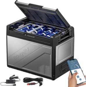 BougeRV Rocky 65L Frigorifero Compressore 12V 220V con Controllo Temperatura App, ideale per il campeggio, auto e viaggi in barca.
