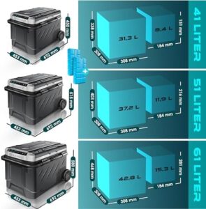 KESSER® Compressore Frigorifero 2 in 1, doppia zona, congelatore elettrico, funzionamento touch a LED, 12/24 V, 230 V, frigorifero fino a -20 °C, per auto, camion, campeggio